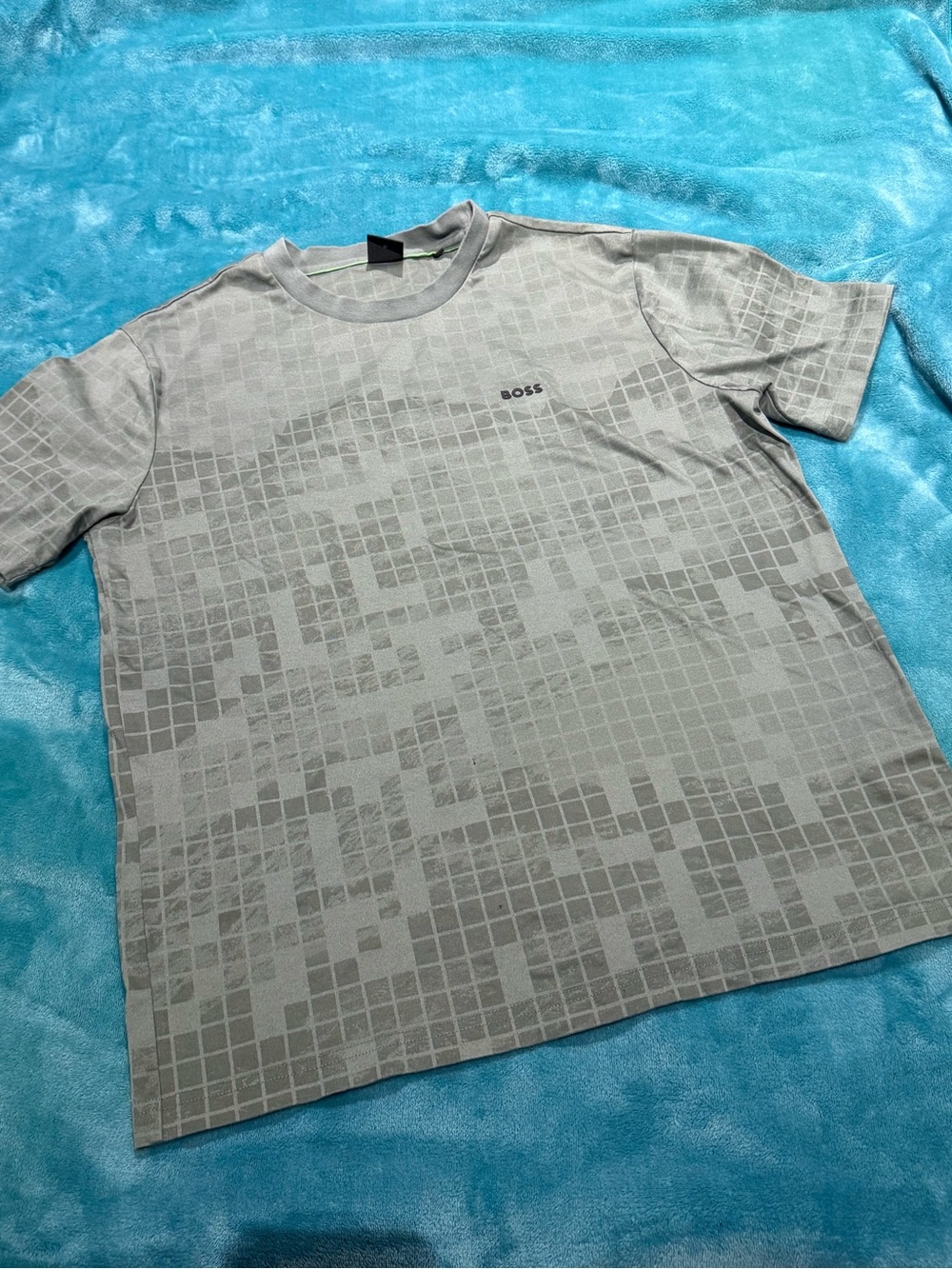 EUC BOSS Pixelated Grid Crewneck Tee - Size M